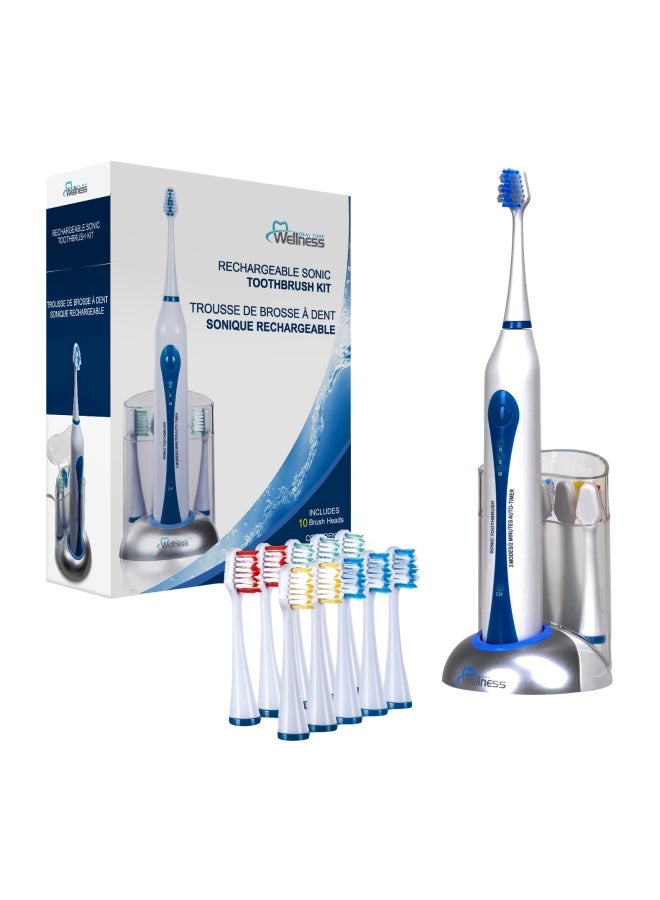 Wellness Oral Care 11-Piece Rechargeable Sonic Toothbrush With Replacement Heads Multicolour  - Image 1