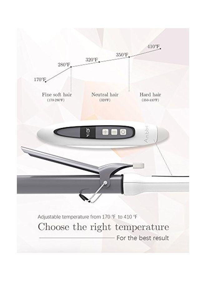 Anbber - Beach Waver Curling Iron With Hair Clip And Gloves Set White/Grey - Image 1
