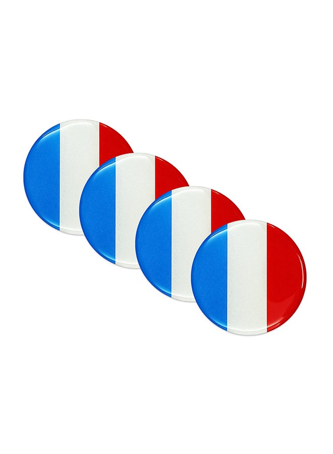 Generic 4-Piece France Flag Pattern Car Wheel Hub Metal Decorative Sticker  - Image 1