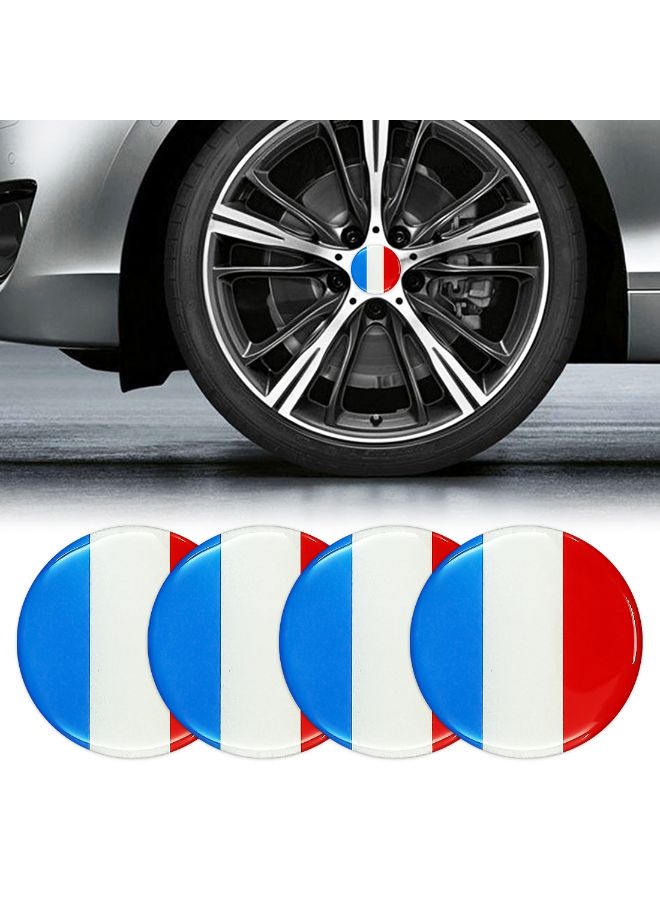 Generic 4-Piece France Flag Pattern Car Wheel Hub Metal Decorative Sticker  - Image 3