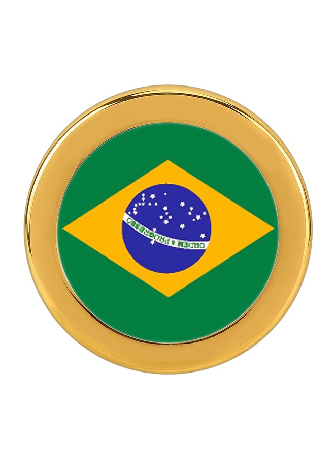 Generic Brazilian Flag Pattern Front Grill Metal Decorative Sticker  - Image 1