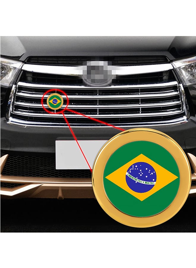 Generic Brazilian Flag Pattern Front Grill Metal Decorative Sticker  - Image 2