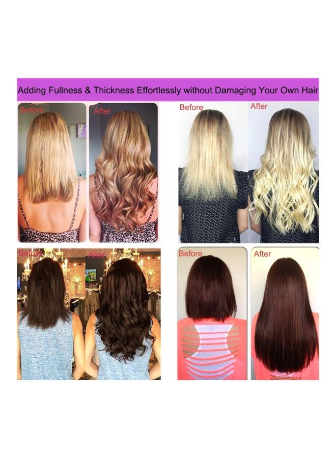 Licoville - Pack Of 7 Short Straight Clip In Hair Extensions Medium Brown/Bleach Blonde - Image 1