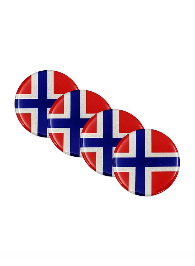 Generic 4-Piece Norwegian Flag Pattern Car Wheel Hub Metal Decorative Sticker  - Image 1