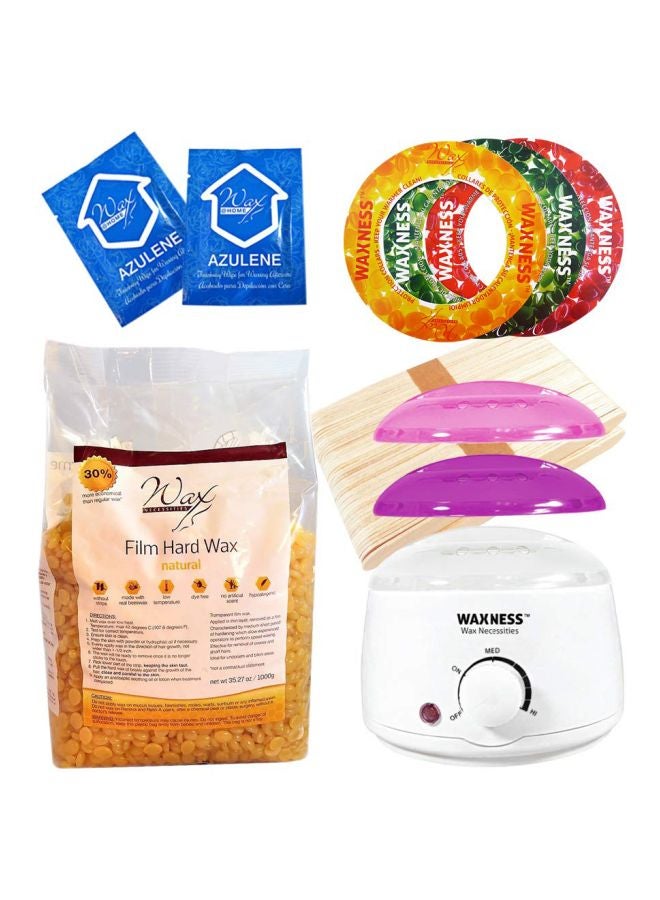 wax necessities Waxless Wax Warmer Waxing Kit With Wax Bag Yellow/White/Purple - Image 1