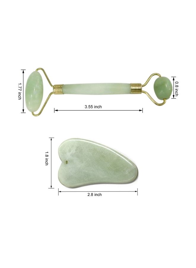 Yafine 3-Piece Jade Roller Massager With Facial Gua Sha Tool And Silicone Cupping Therapy Kit Set Green/Gold/Blue  - Image 2