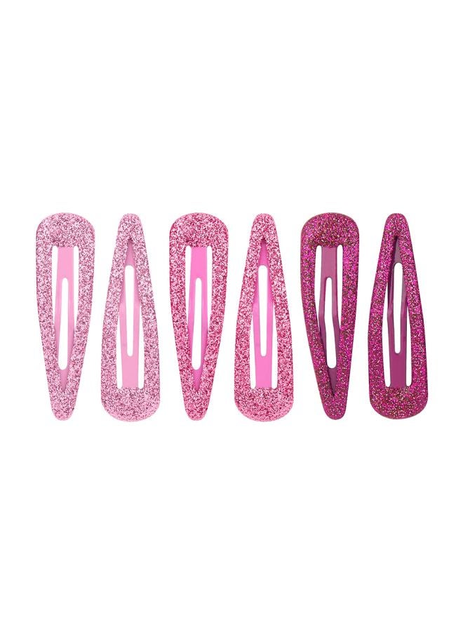 6-Piece Glittered Clips Pink 4.5cm