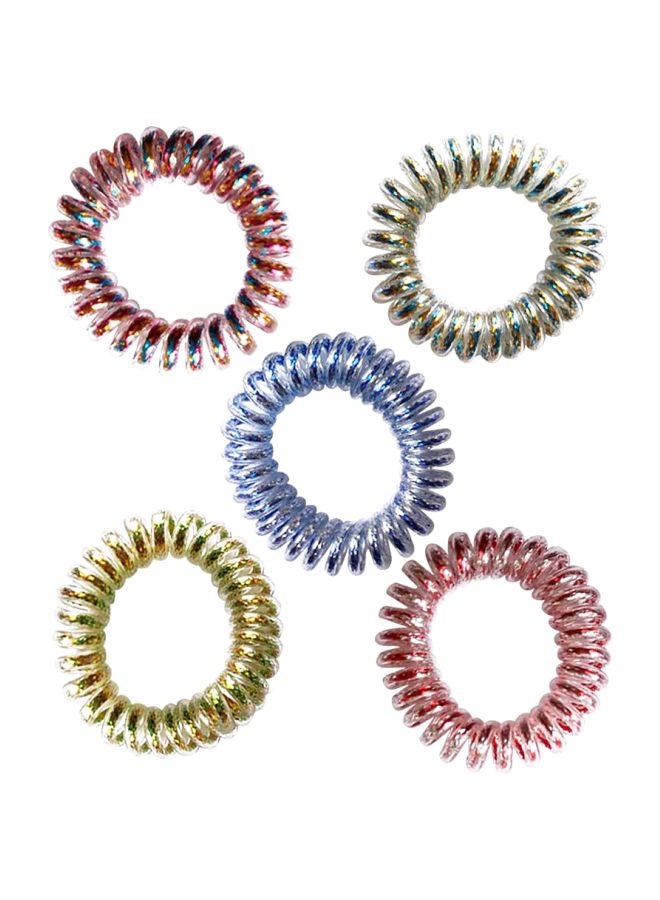 طقم ربطات مطاطية مكون من 5 قطع أزرق/فضي/ذهبي 5سم