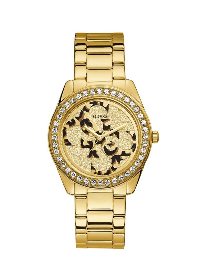 جس ساعة يد بعقارب وسوار من الستانلس ستيل طراز W1201L2 للنساء - Image 1