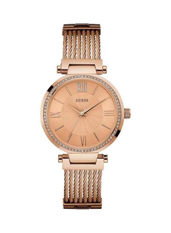 جس ساعة يد بعقارب مقاومة للماء طراز W0638L4 - قياس 37 مم - لون ذهبي للنساء - Image 1