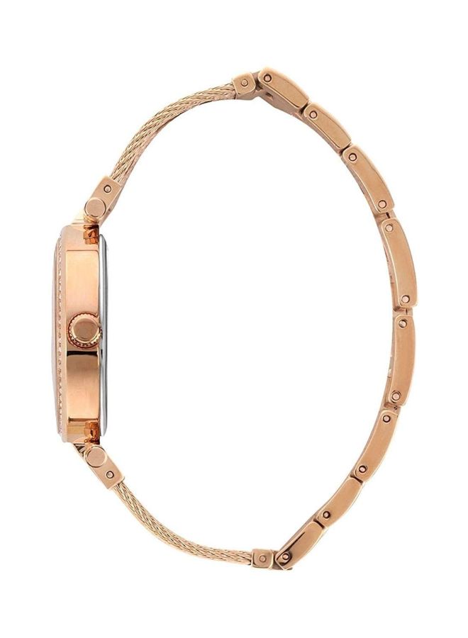 جس ساعة يد بعقارب مقاومة للماء طراز W0638L4 - قياس 37 مم - لون ذهبي للنساء - Image 3