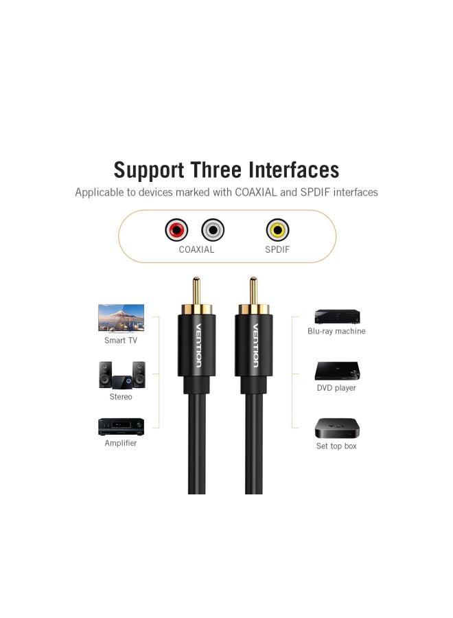 VENTION RCA Coaxial Audio Video Cable Black - Image 2