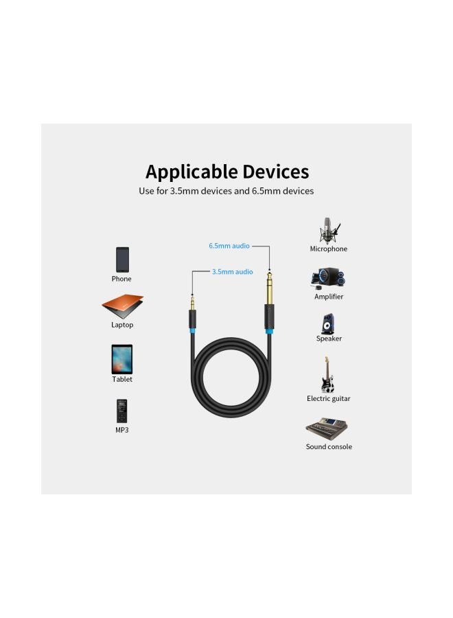 VENTION 3.5mm Male To 6.5mm Male Audio Cable Black/Blue/Gold - Image 4