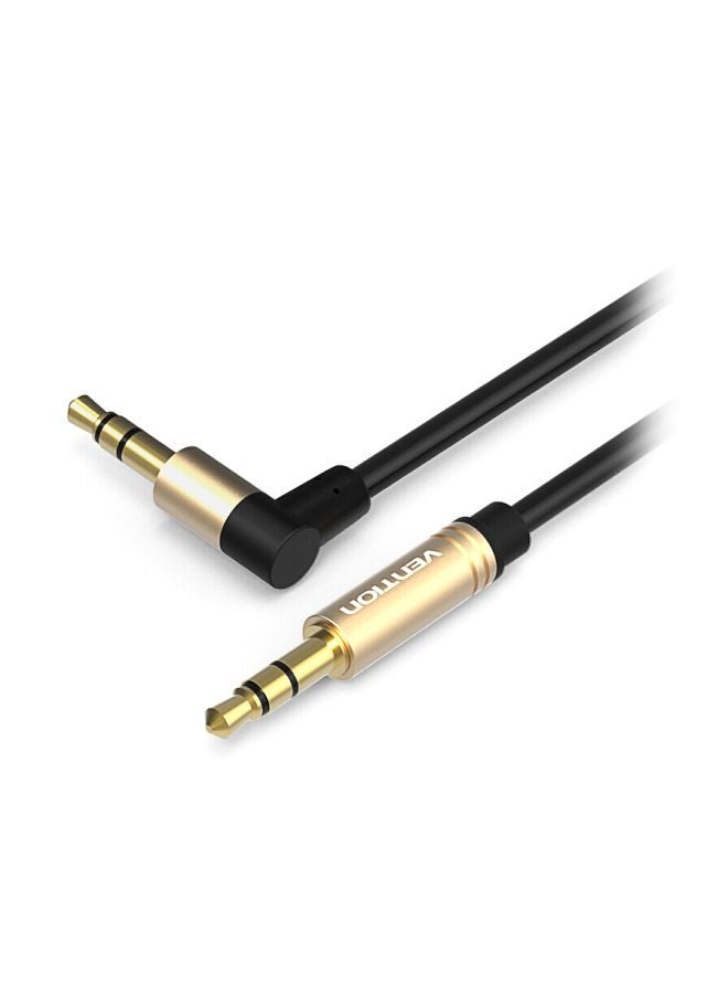 فينشن كابل صوتي Aux بزاوية مائلة نحو اليمين 90 درجة من ذكر إلى ذكر أسود/ذهبي - Image 2