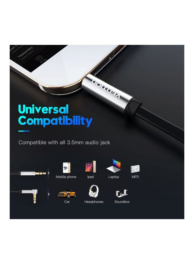 فينشن كابل صوتي Aux بزاوية مائلة نحو اليمين 90 درجة من ذكر إلى ذكر أسود/ذهبي - Image 3