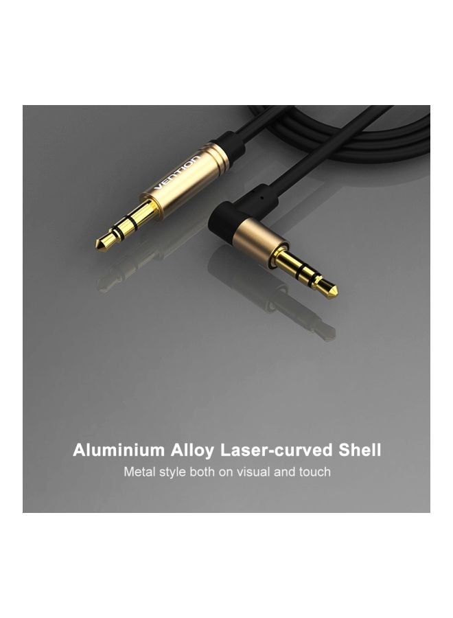 فينشن كابل صوتي Aux بزاوية مائلة نحو اليمين 90 درجة من ذكر إلى ذكر أسود/ذهبي - Image 5
