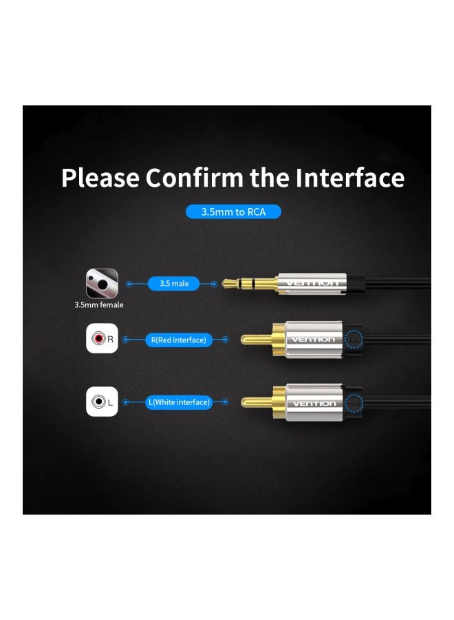 VENTION 3.5 mm To 2-Male RCA Adapter Cable Black/Silver/Gold - Image 2