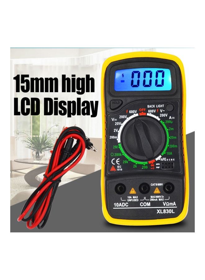 Portable Digital Multimeter Backlight Tester Black/Yellow 14.5x7x4centimeter - Image 2