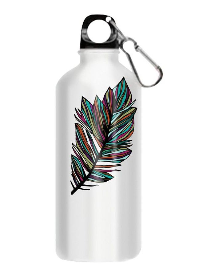 Printed Water Bottle With Hook White/Black