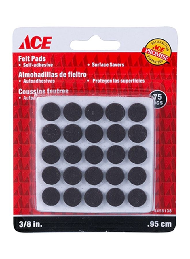 ACE 75-Piece Self Adhesive Felt Pad Set Black 0.95centimeter 