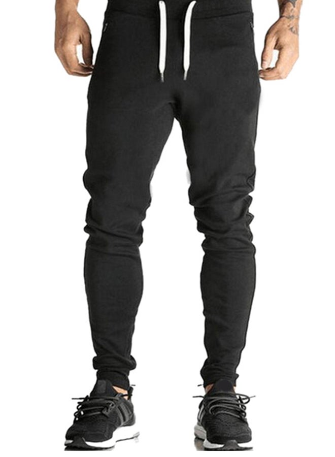 Solid Pattern Skinny Fit Joggers Black  - Image 1