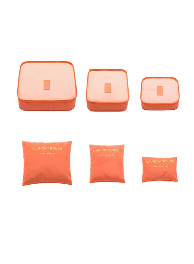 6-Piece Multi-Functional Storage Travel Bag Set Orange 30x28x13cm - Image 1