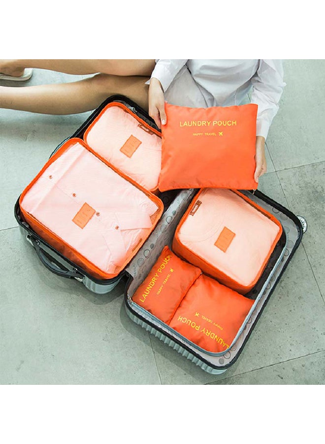 6-Piece Multi-Functional Storage Travel Bag Set Orange 30x28x13cm - Image 2