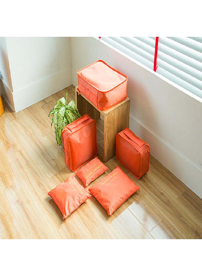 6-Piece Multi-Functional Storage Travel Bag Set Orange 30x28x13cm - Image 3
