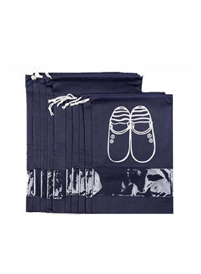 Generic - 10-Pcs Navy Blue Portable Travel Shoe Bags Storage Organizer Bag For Men Women Black 44x32cm - Image 1