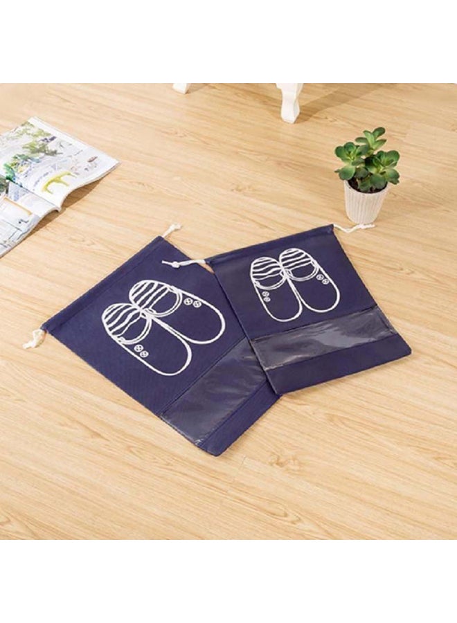 Generic - 10-Pcs Navy Blue Portable Travel Shoe Bags Storage Organizer Bag For Men Women Black 44x32cm - Image 1