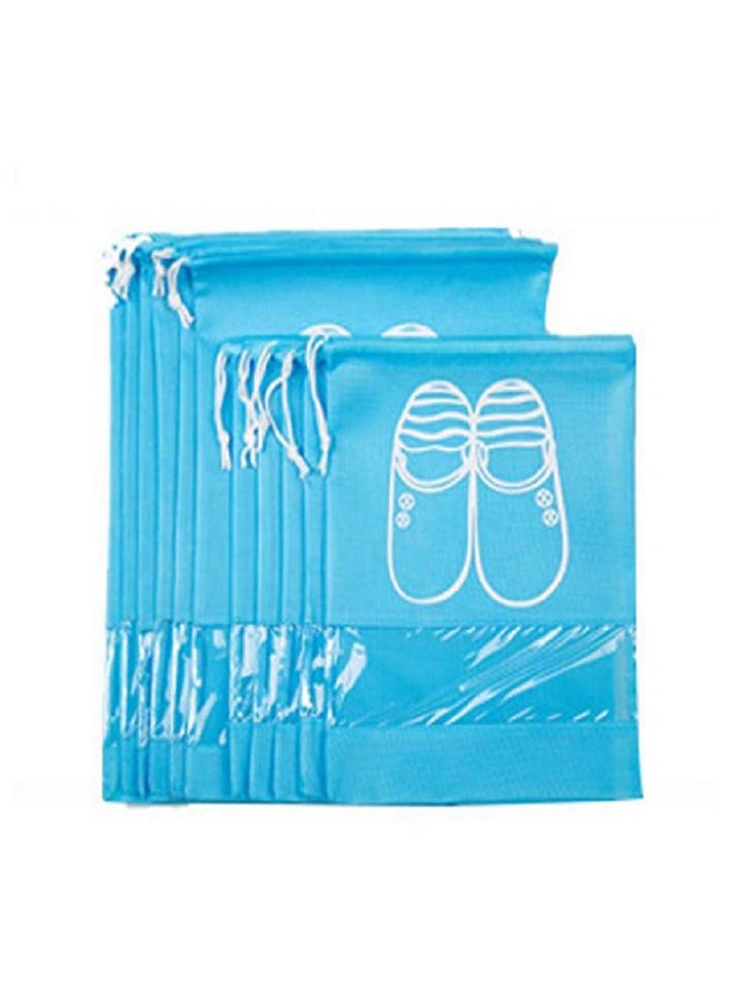 10-Pcs Portable Travel Shoe Bags Storage Organizer Bag Blue 44x32cm  - Image 1