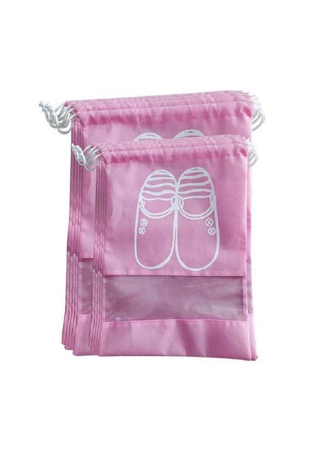 10-Pcs Portable Travel Shoe Bags Storage Organizer Bag Pink 44x32cm