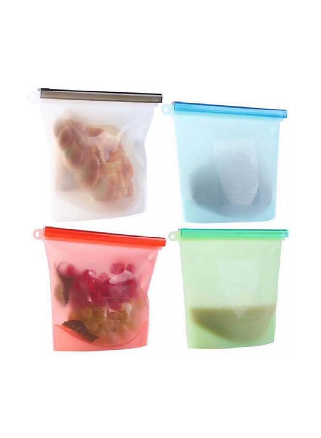 4-Piece Reusable Vacuum Storage Silicone Bag Silicone Food Freezer Multicolour 5x5cm - Image 1