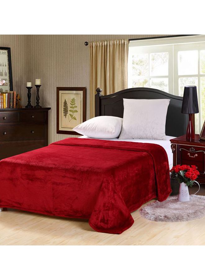 بطانية ناعمة بمقاس مفرد من الصوف فلانيل أحمر داكن 200 x 160Ø³Ù†ØªÙŠÙ…ØªØ±