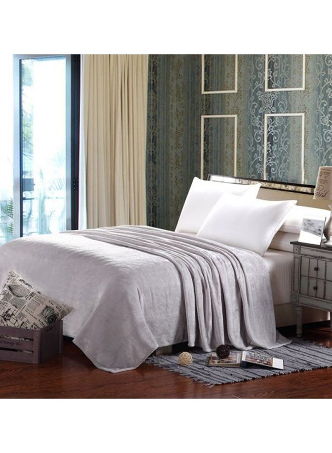 Soft Fleece Single Size Blanket Flannel Grey 200 x 160cm 
