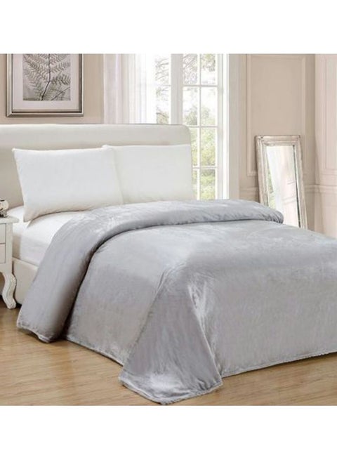 Soft Flannel Fleece King Size Blanket Flannel Silver 274x229cm