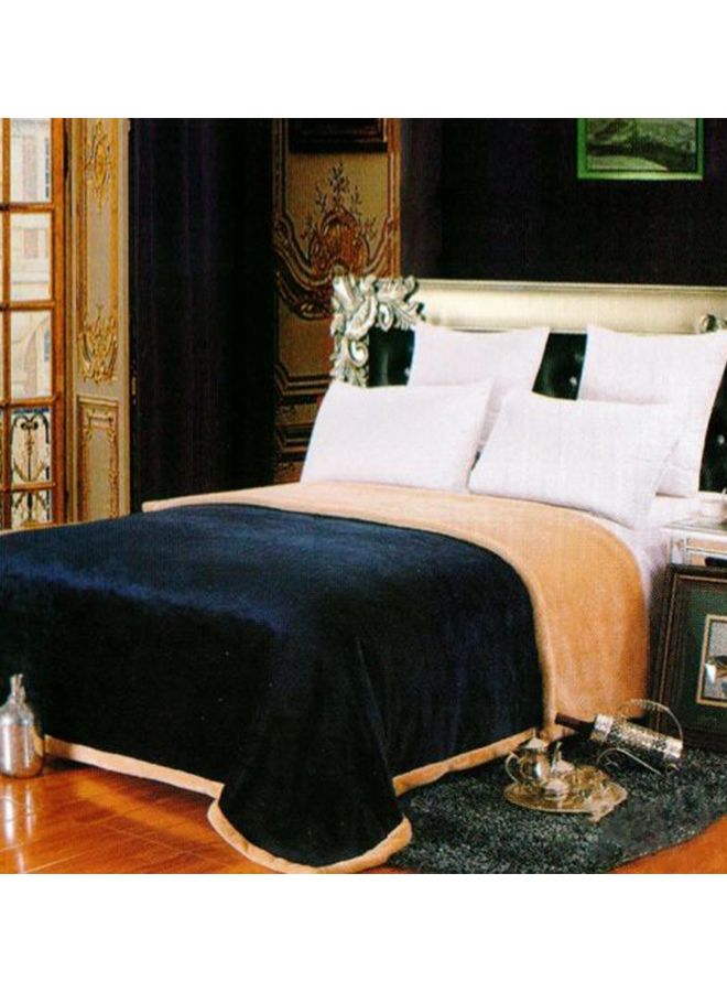 Soft King Size Blanket Faux Fur Black/Beige