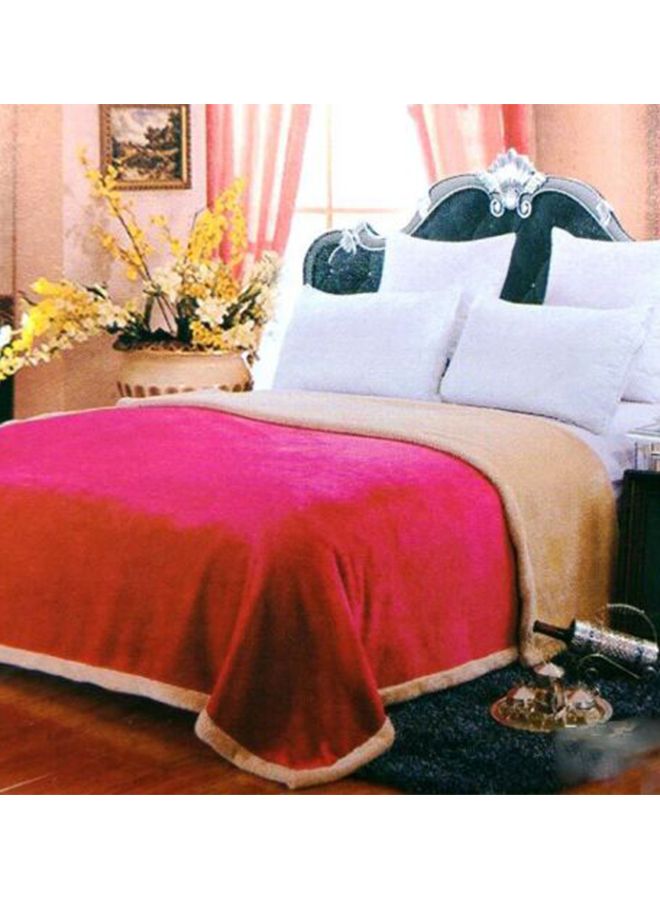 Soft King Size Blanket Faux Fur Pink/Beige