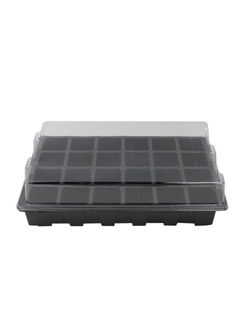 2-Piece Seedling Tray Sprout Plate With Lid Black/Clear 10.5 x 8 x 5centimeter