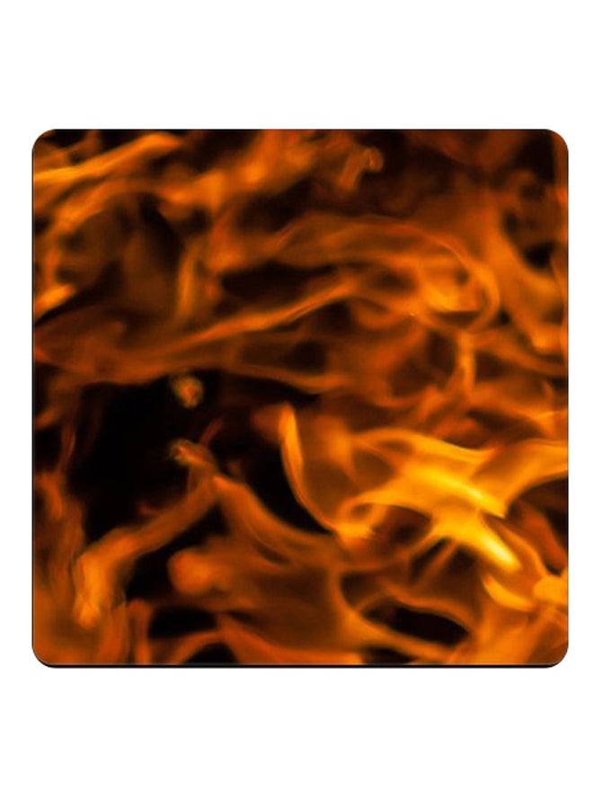 Printed Wooden Coaster Black/Orange 9x9cm