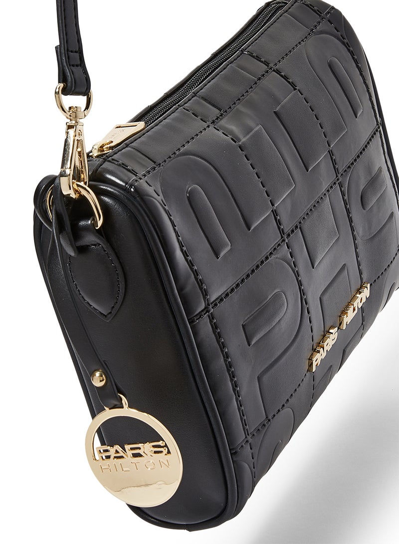 Paris Hilton Portable Polyurethane Crossbody Bag Black - Image 3