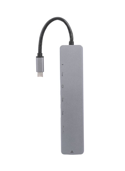 8-In-1 USB-C Multi-Function Laptop Docking Station Converter Grey