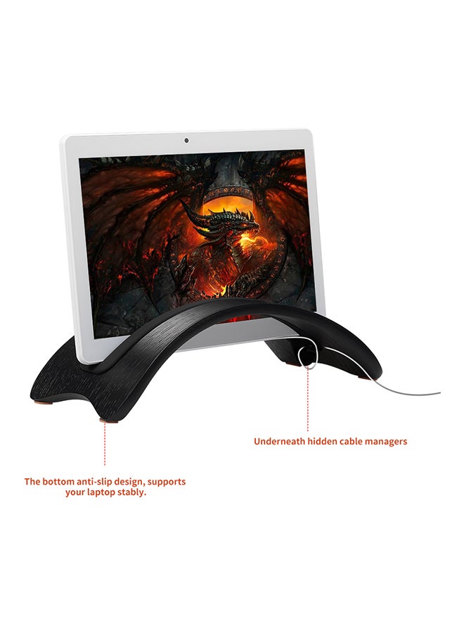 SAMDI Natural Simple Wood Vertical Tablet Stand For Apple MacBook Air 11" And 13" MacBook Pro With Plug Black - Image 2