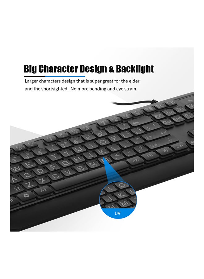 Wired Large Print Keyboard Black - Image 3