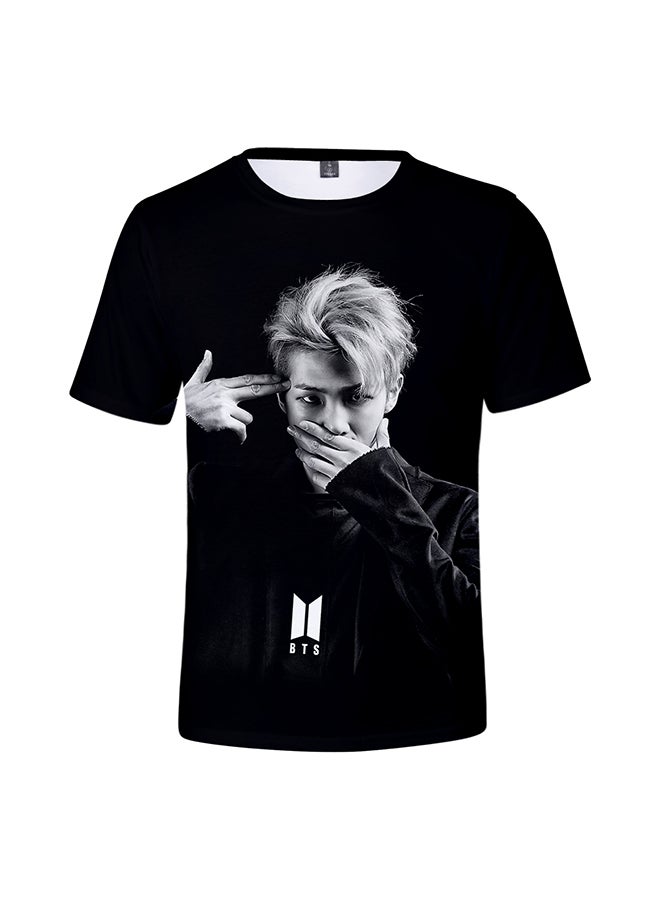 TOEON BTS Inspired Breathable Round Neck T-Shirt Black  - Image 1