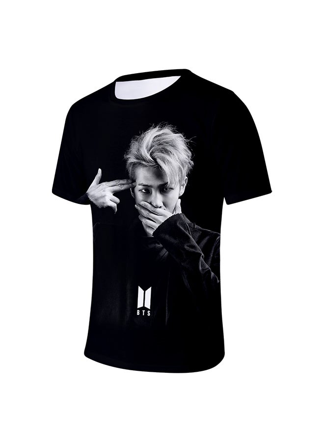 TOEON BTS Inspired Breathable Round Neck T-Shirt Black  - Image 3