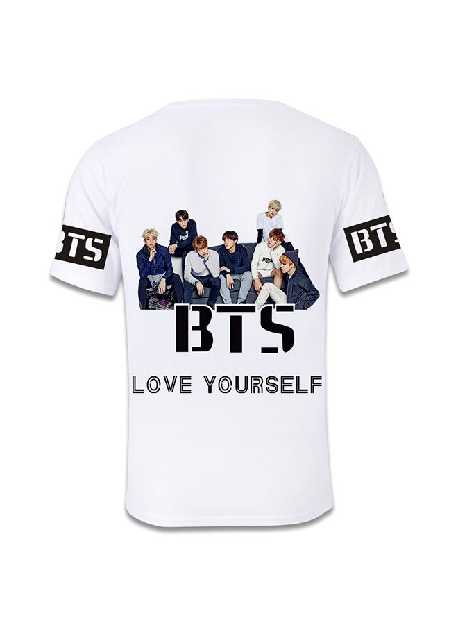 TOEON Breathable BTS Group Round Neck T-shirt White  - Image 2