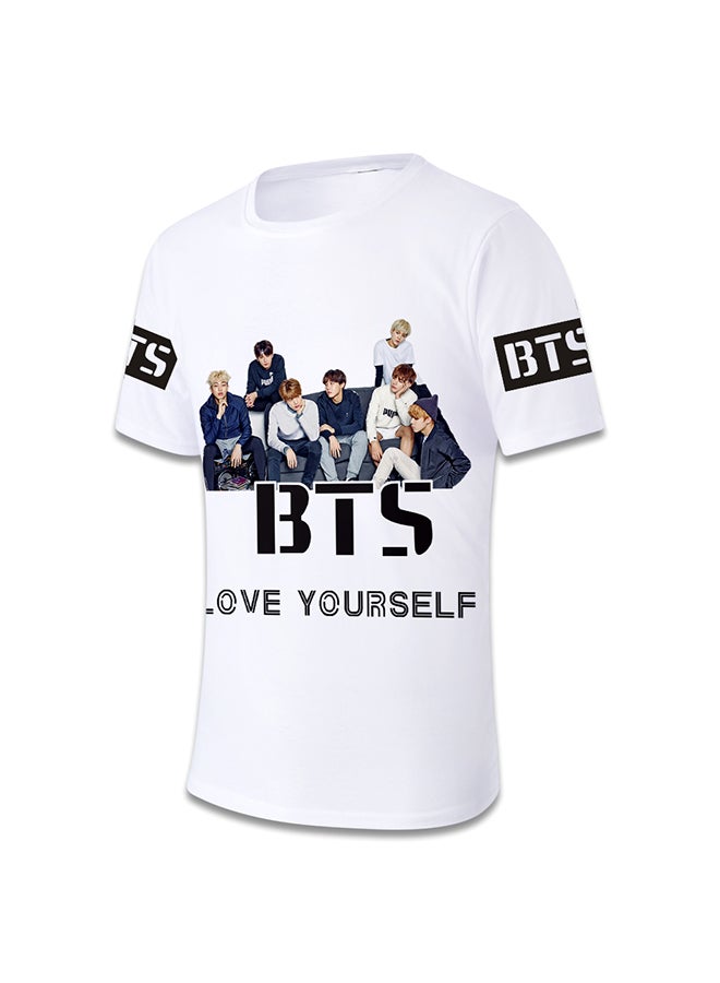 TOEON Breathable BTS Group Round Neck T-shirt White  - Image 3