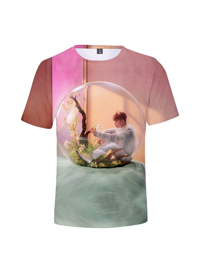 TOEON Floral Printed BTS Fan T-Shirt Pink  - Image 1