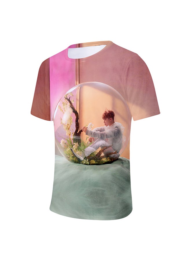 TOEON Floral Printed BTS Fan T-Shirt Pink  - Image 3